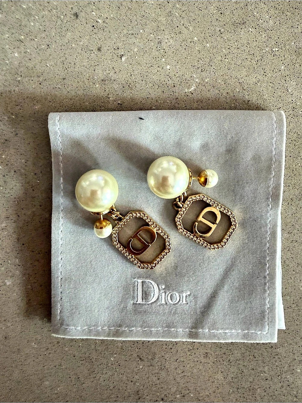 Dior Tribales Earrings Pearl Drop Gold & White